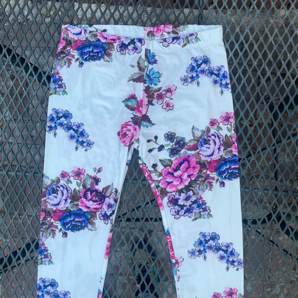LULU LUV | Girls White Floral Legging Pant NWOT